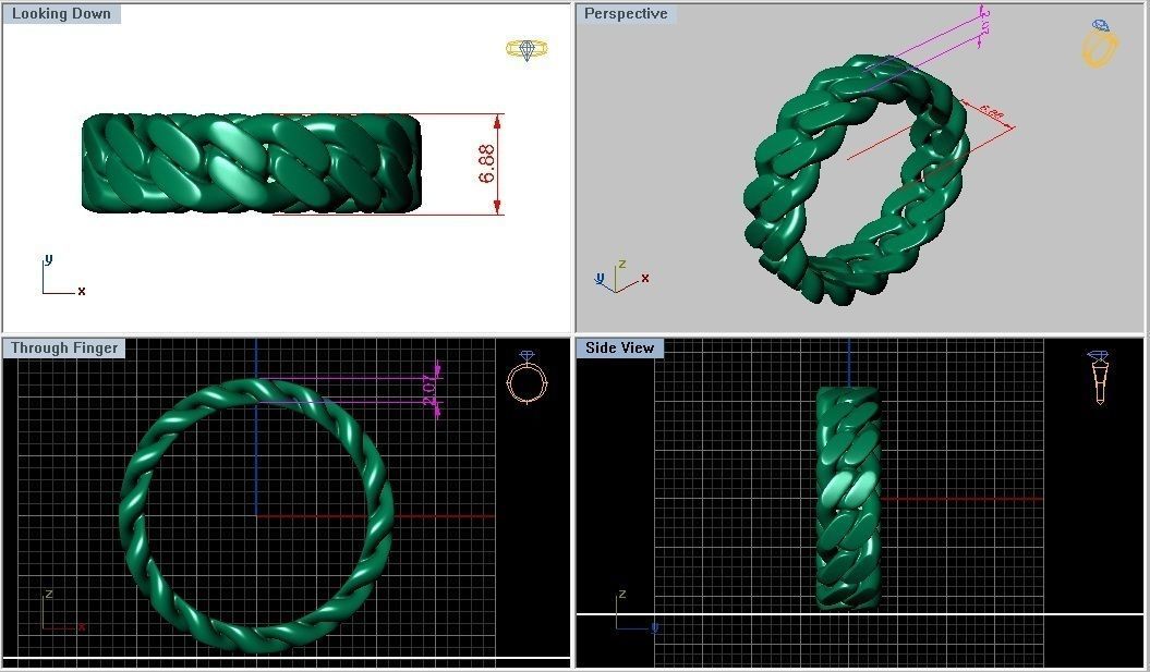 Chain ring CUBAN 3D print model_3
