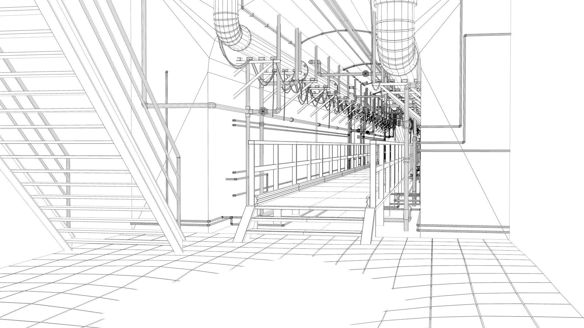 Basement Tunnel Environment Low-poly 3D model_18