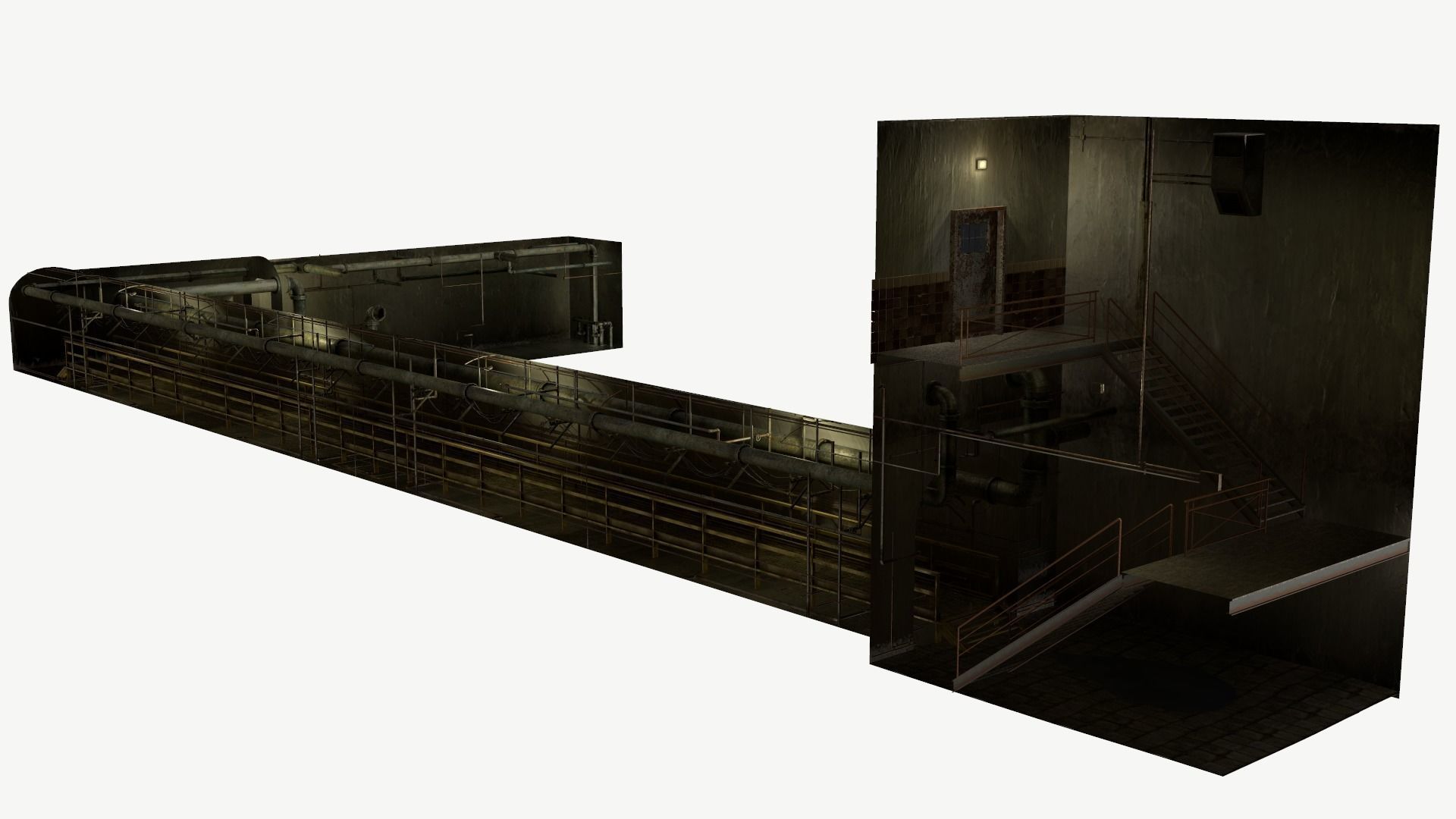 Basement Tunnel Environment Low-poly 3D model_1