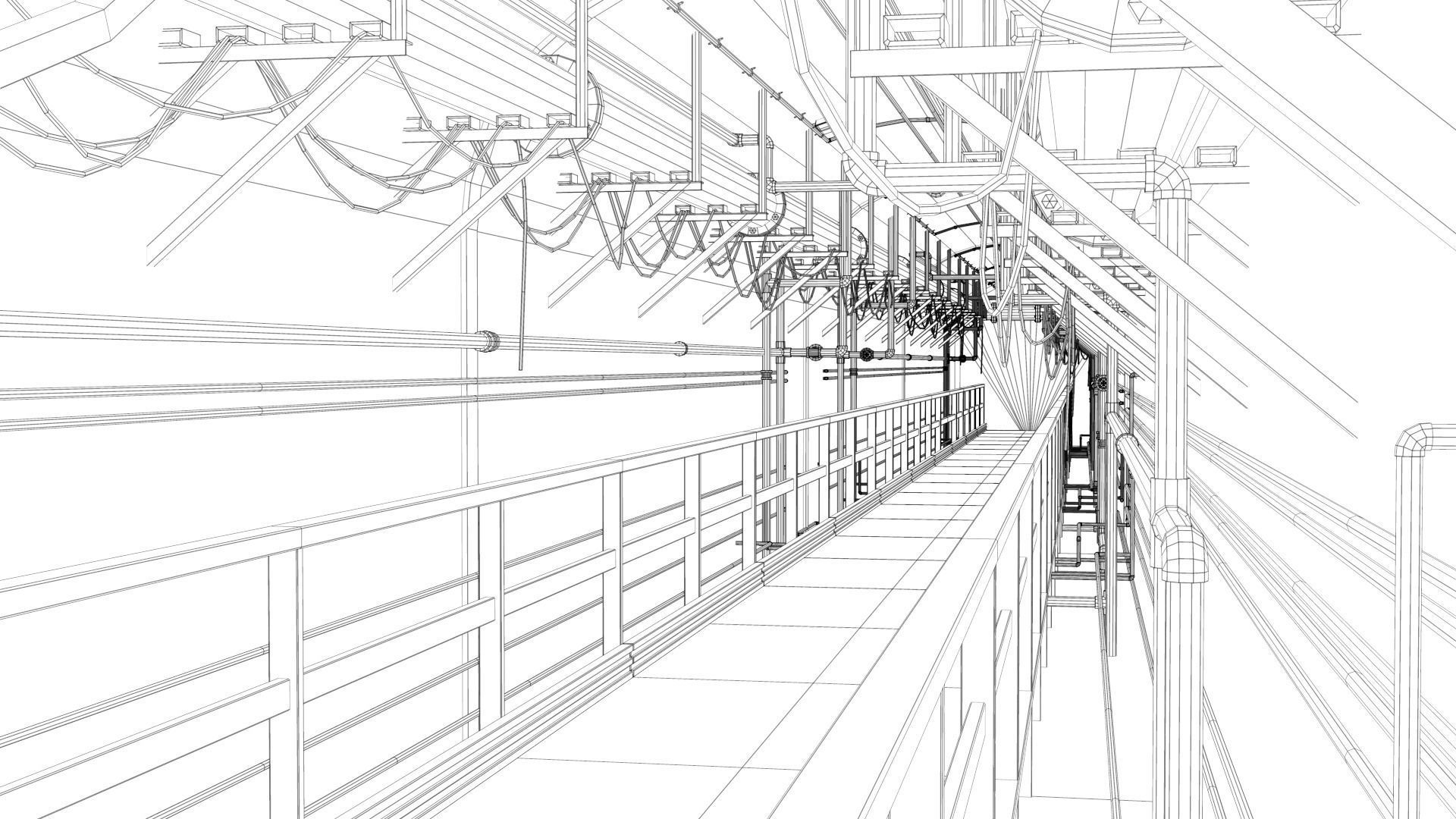 Basement Tunnel Environment Low-poly 3D model_22