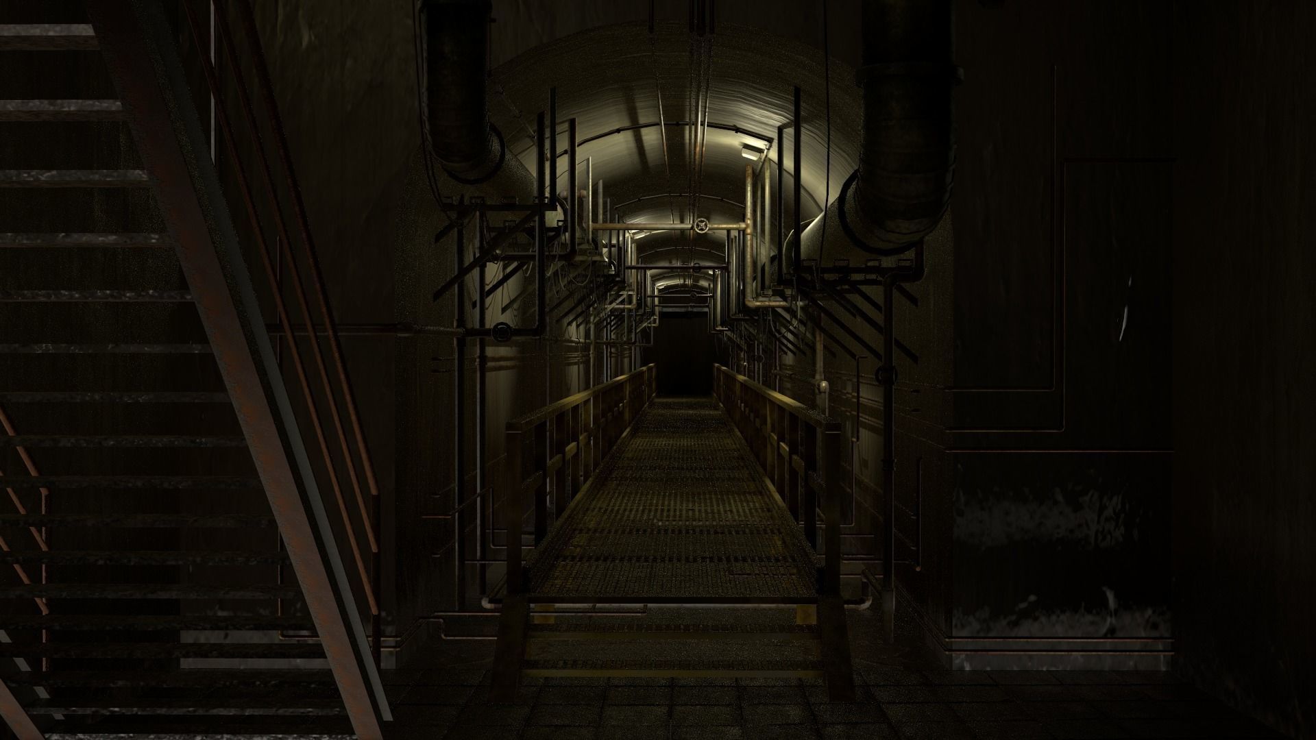 Basement Tunnel Environment Low-poly 3D model_19