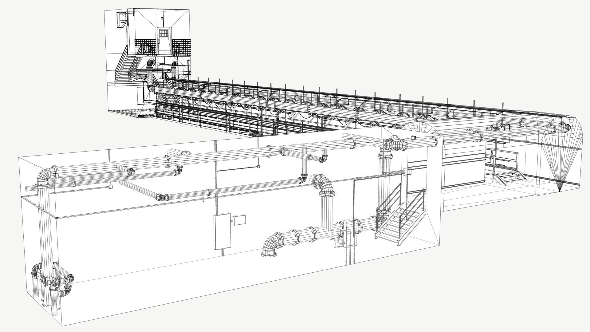 Basement Tunnel Environment Low-poly 3D model_6