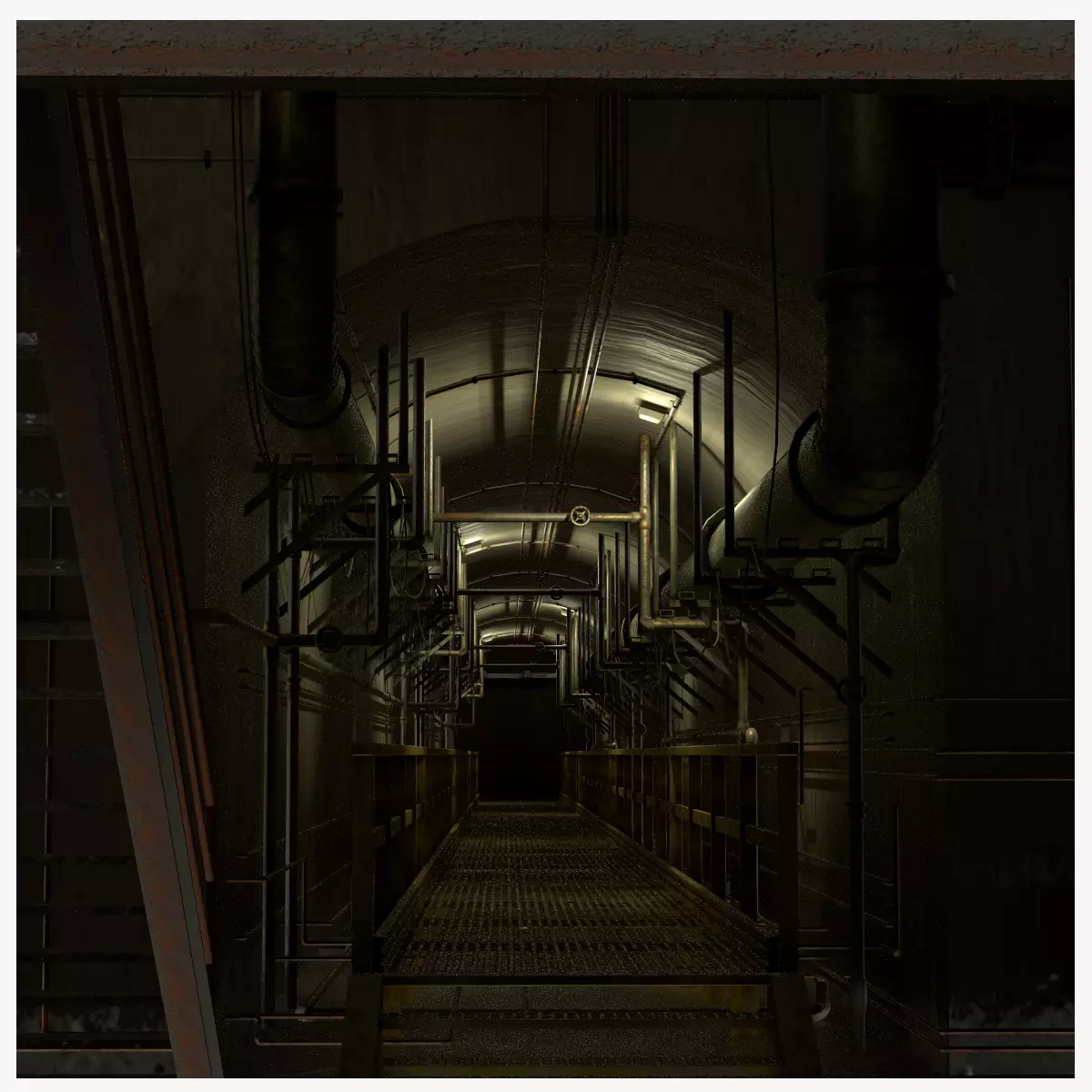 Basement Tunnel Environment Low-poly 3D model_0