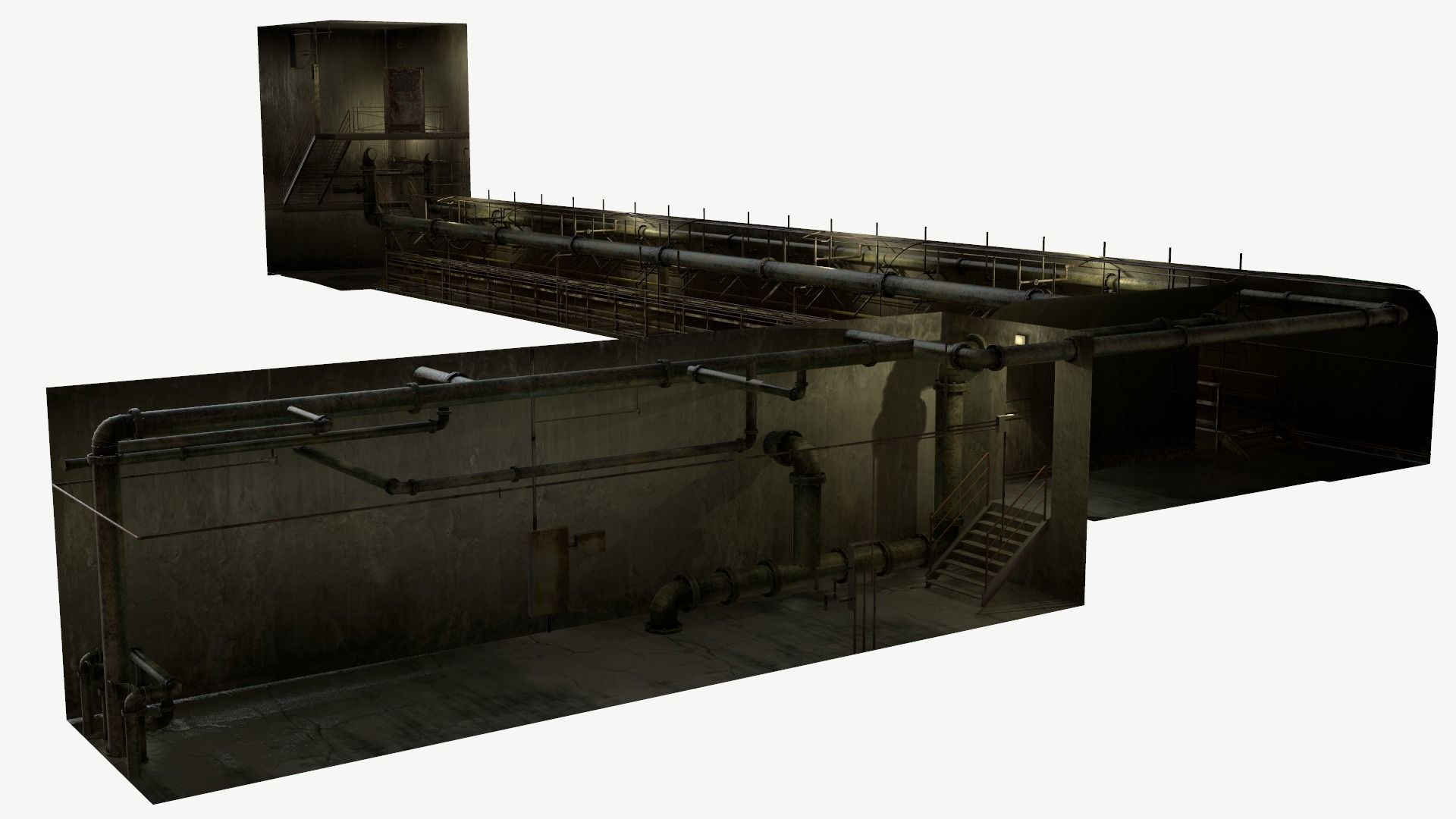 Basement Tunnel Environment Low-poly 3D model_5