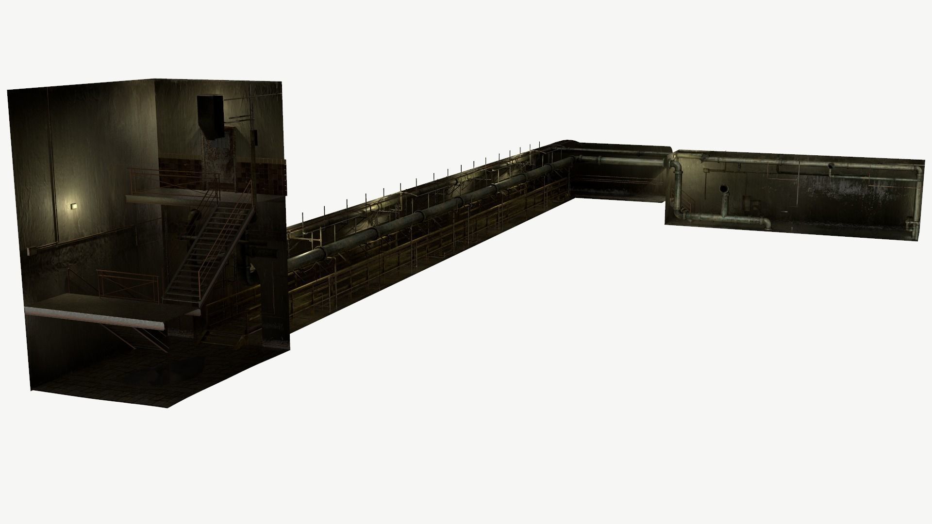 Basement Tunnel Environment Low-poly 3D model_3