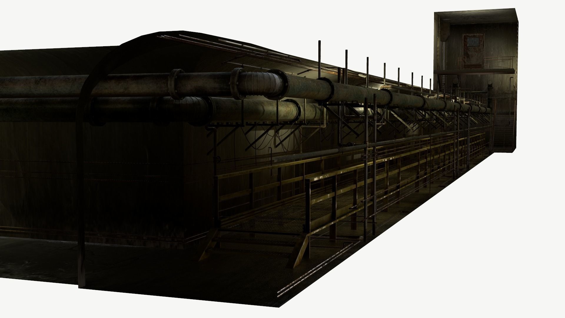 Basement Tunnel Environment Low-poly 3D model_9