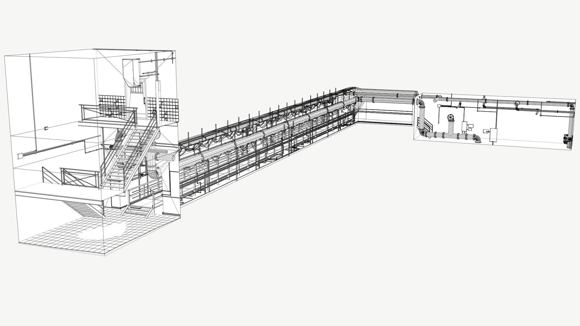 Basement Tunnel Environment Low-poly 3D model_4