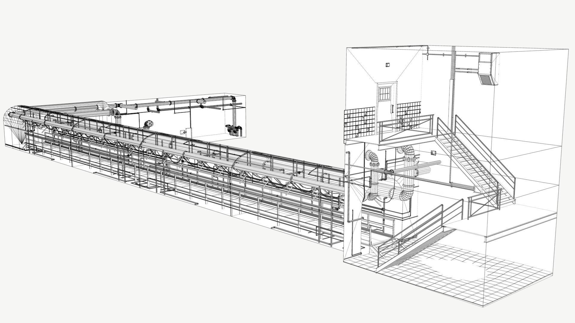 Basement Tunnel Environment Low-poly 3D model_2