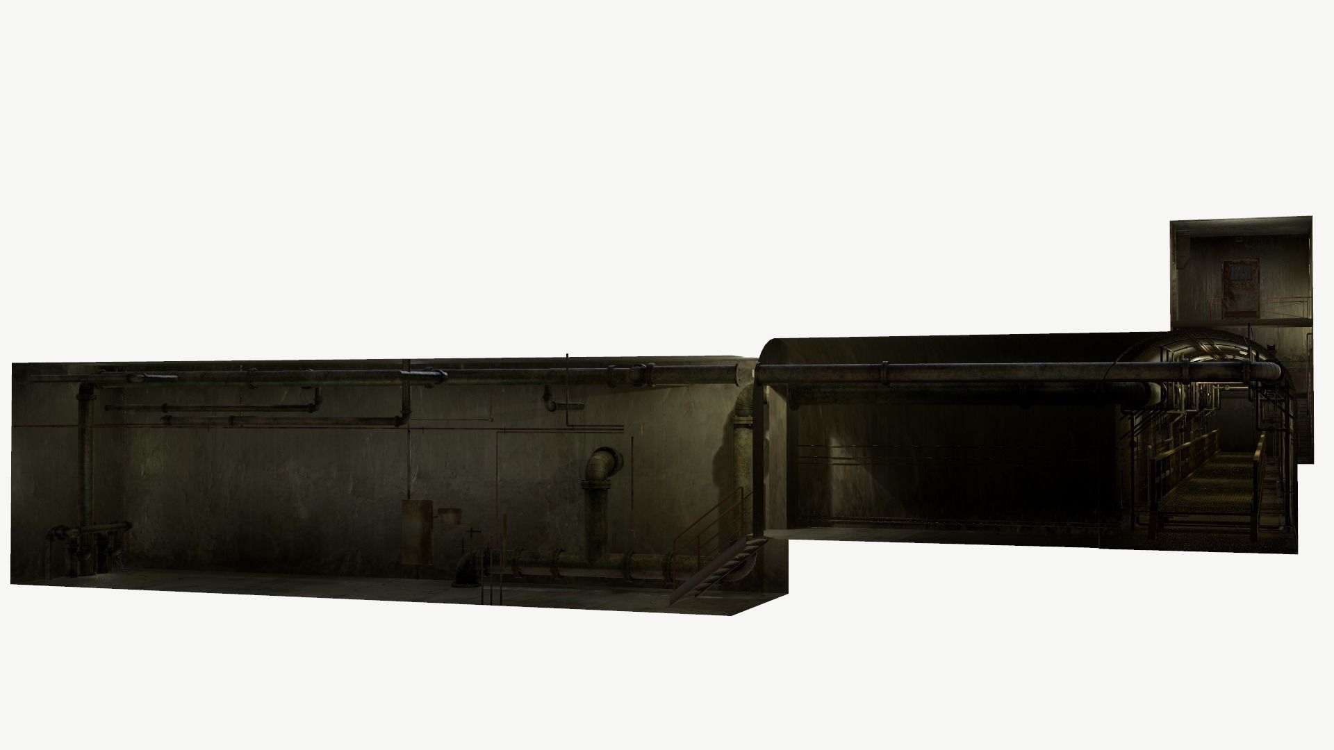 Basement Tunnel Environment Low-poly 3D model_7