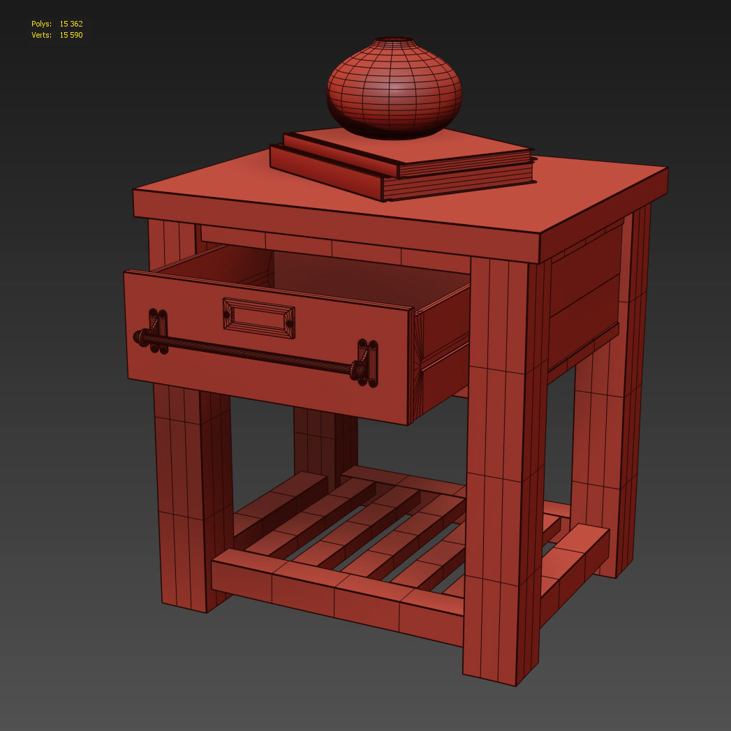 MERCANTILE 24in OPEN NIGHTSTAND 3D model_4