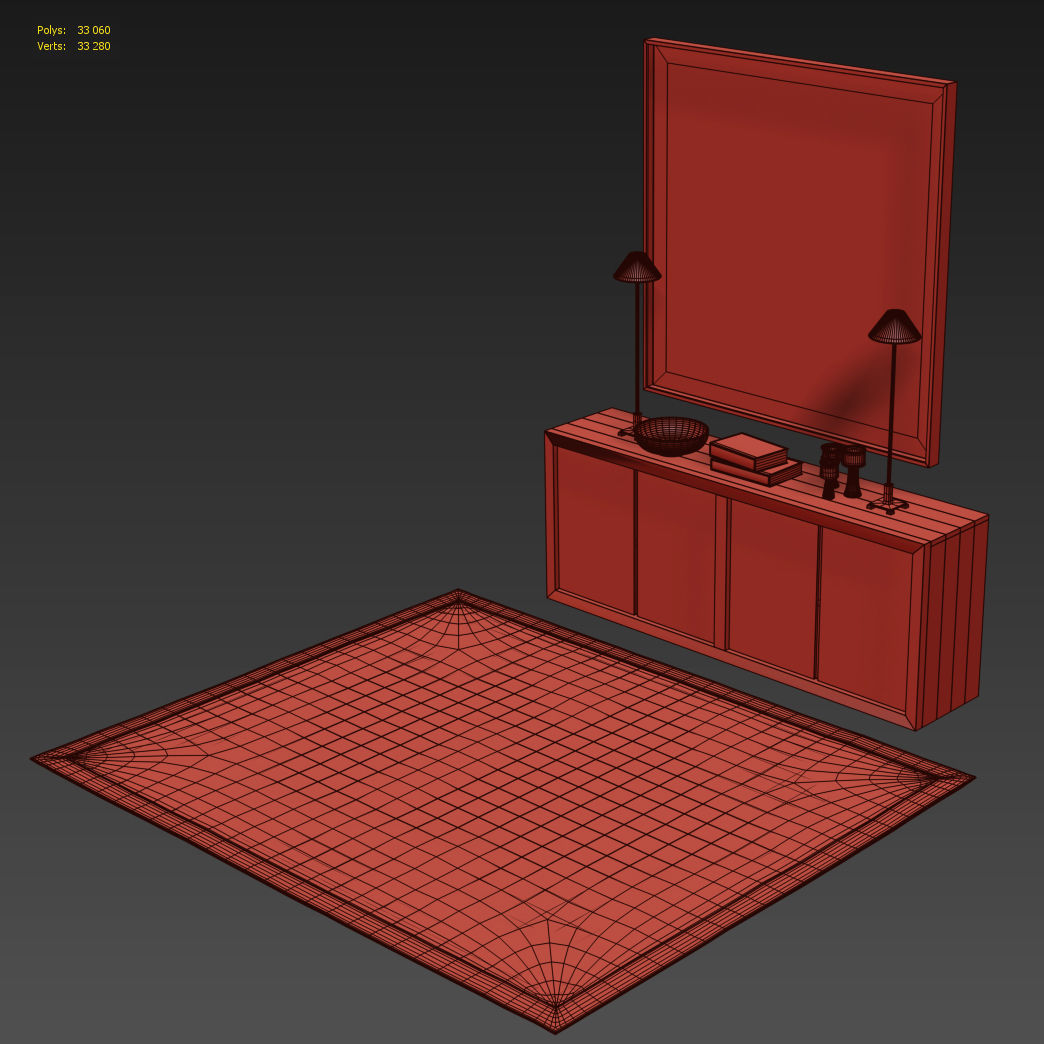 RECLAIMED RUSSIAN OAK PANEL 4-DOOR WOOD SIDEBOARD 3D model_2