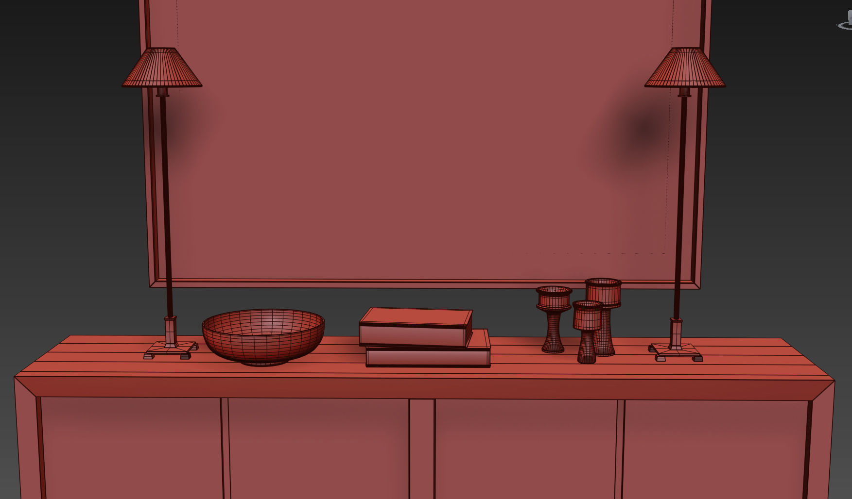 RECLAIMED RUSSIAN OAK PANEL 4-DOOR WOOD SIDEBOARD 3D model_5