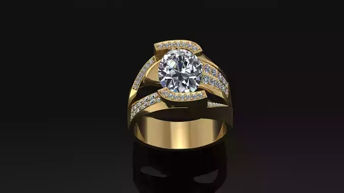 Ring gold with oval cut diamond
