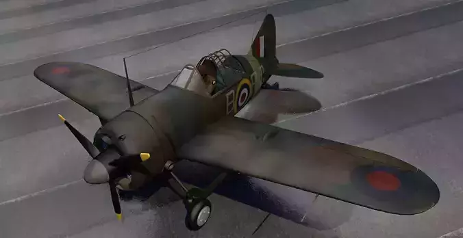 Brewster B339 Buffalo Mk-1  - RAF 3D model