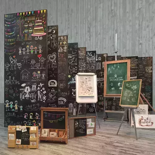 A set for creating slate surfaces with images by a chalk 3D model
