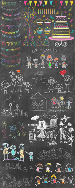 A set for creating slate surfaces with images by a chalk 3D model_5