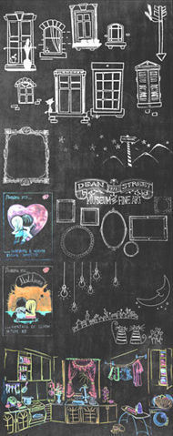 A set for creating slate surfaces with images by a chalk 3D model_7