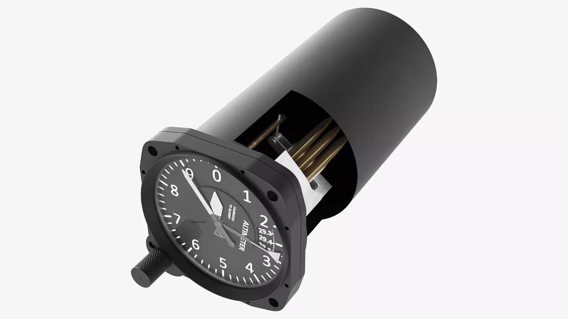 Cylindrical Aircraft Altimeter Mechanical Dial Animated Rigged 3D model