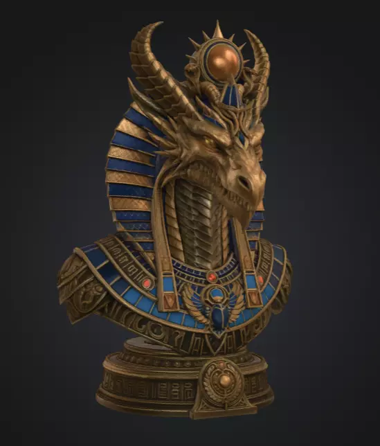 Desert Pharaoh Dragon Bust 3D print model