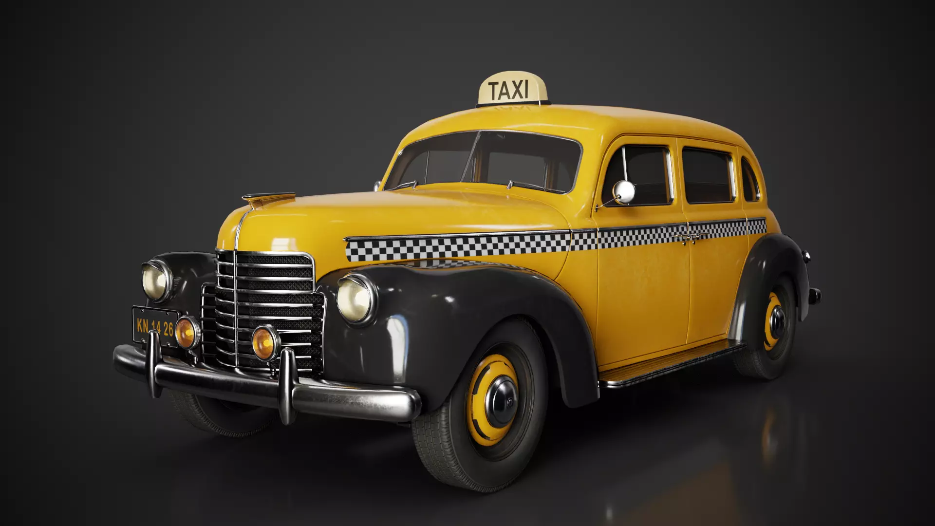 Retro Taxi Car Game Ready Low-poly 3D model