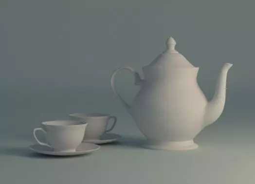 Teapot and Cups 3D model_0