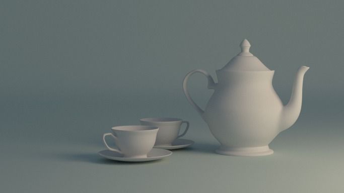 Teapot and Cups 3D model_1