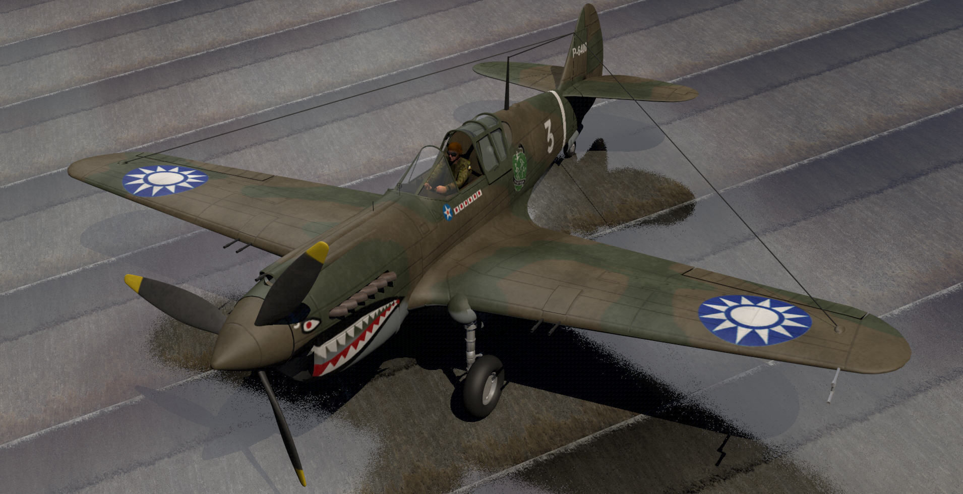 Curtiss P-40B Warhawk 3D model | CGTrader