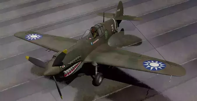 Curtiss P-40B Warhawk 3D model