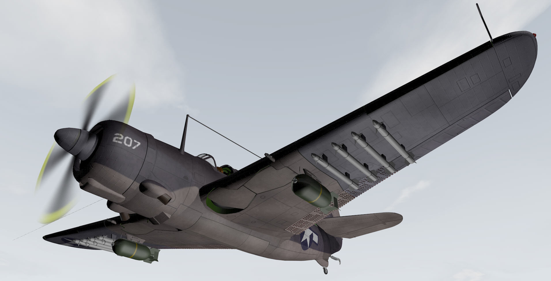 Curtiss SB2C-4 Helldiver or A-25 Shrike 3D model_17