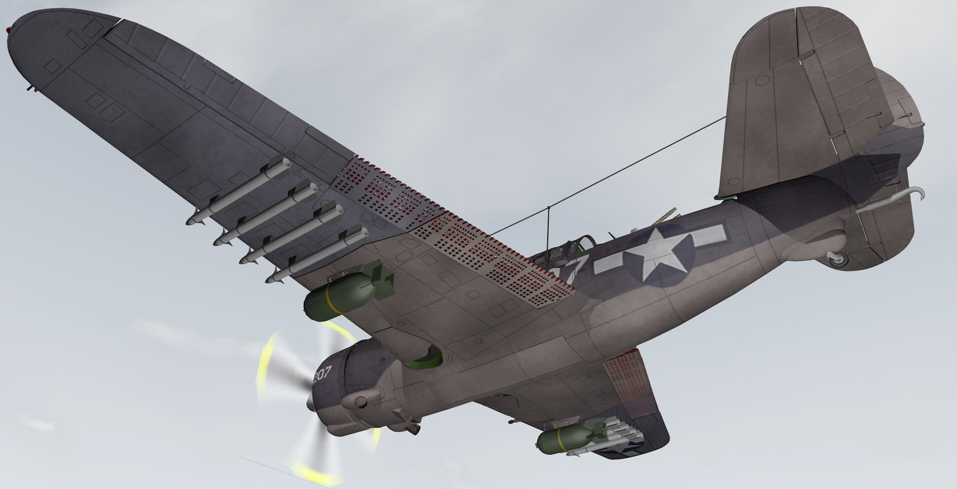 Curtiss SB2C-4 Helldiver or A-25 Shrike 3D model_19