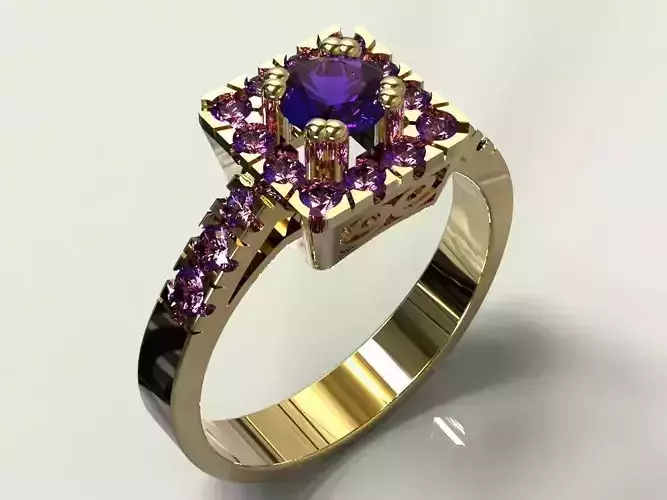 Ring amethyst with stones