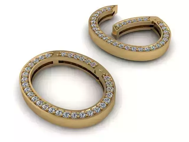 Earrings two rose gold hoop with diamonds