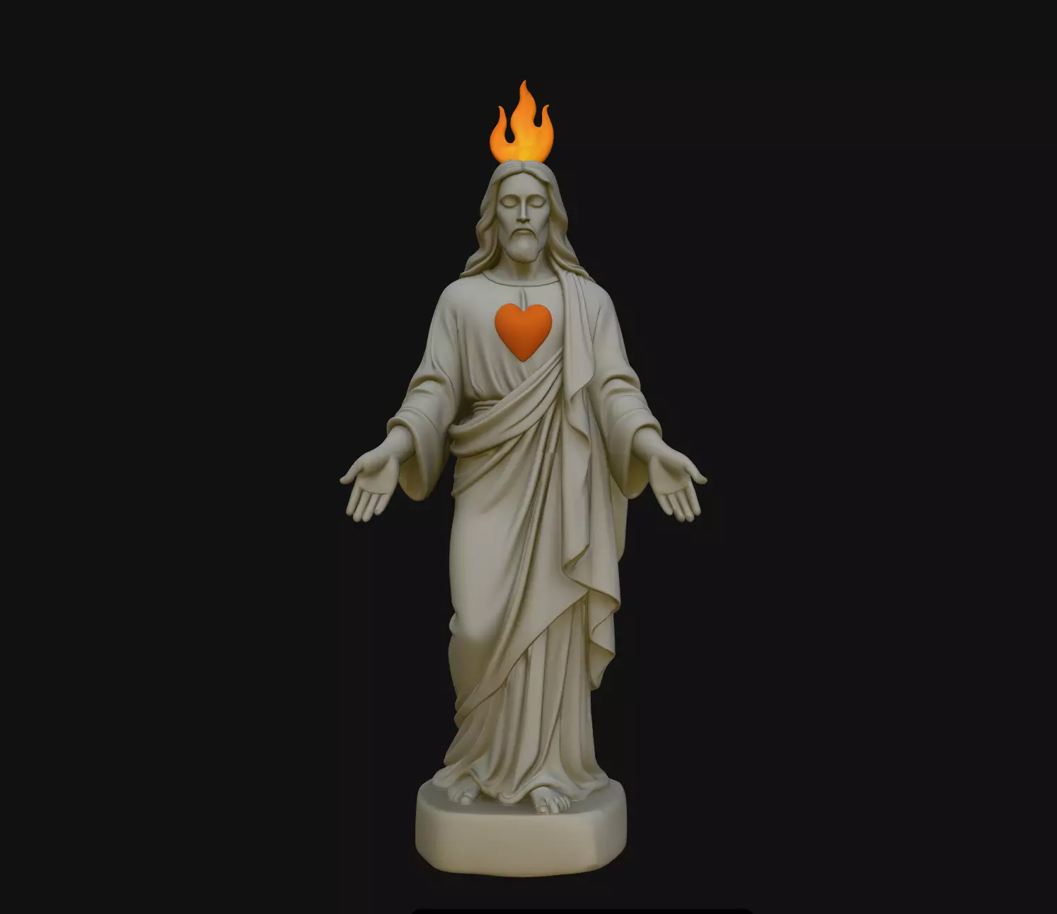 Sacred Heart Jesus Flame Figure Jewelry Pendant 3D print model