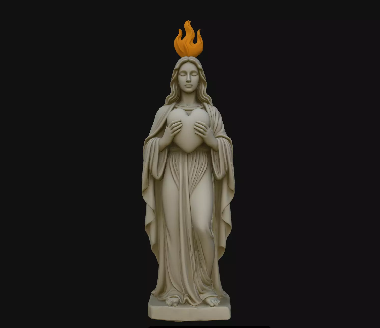 Sacred Heart Madonna Flame Figure Jewelry Pendant 3D print model