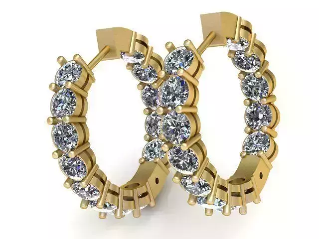 Earrings gold diamond hoop