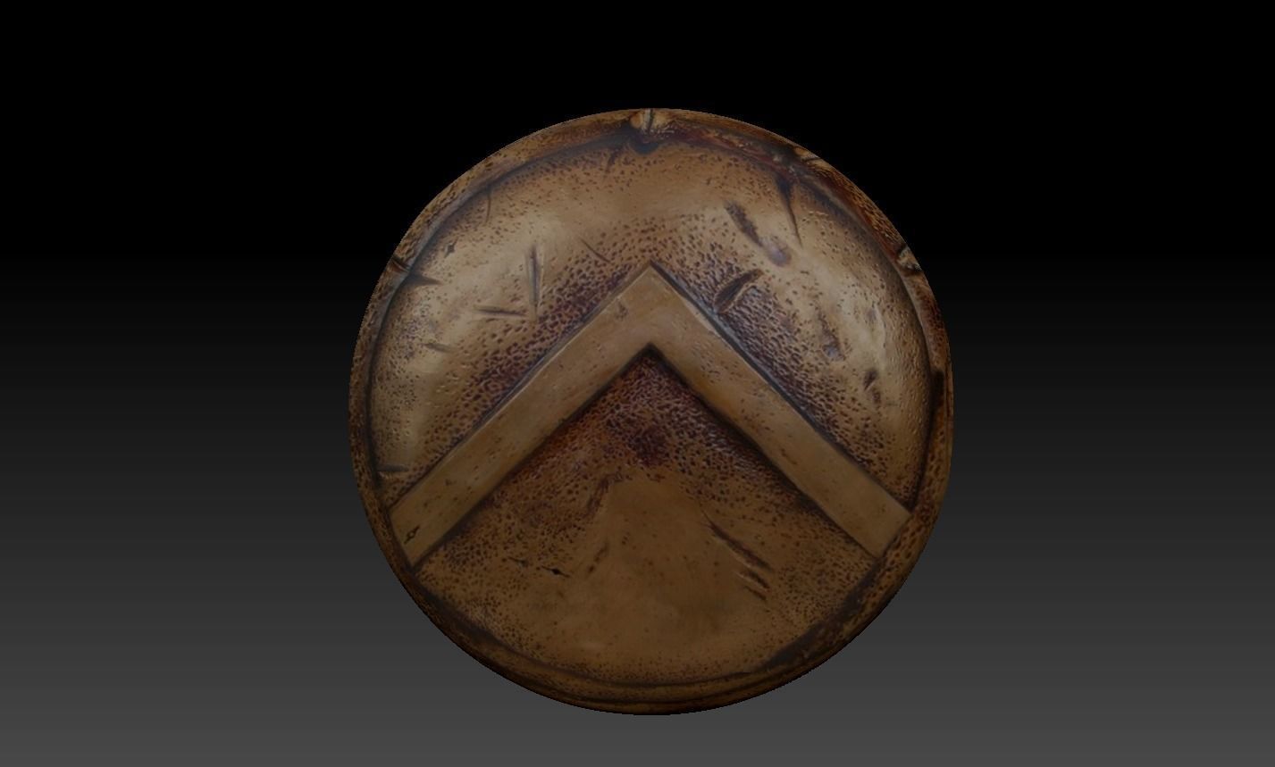 Spartan shield Low-poly 3D model_1