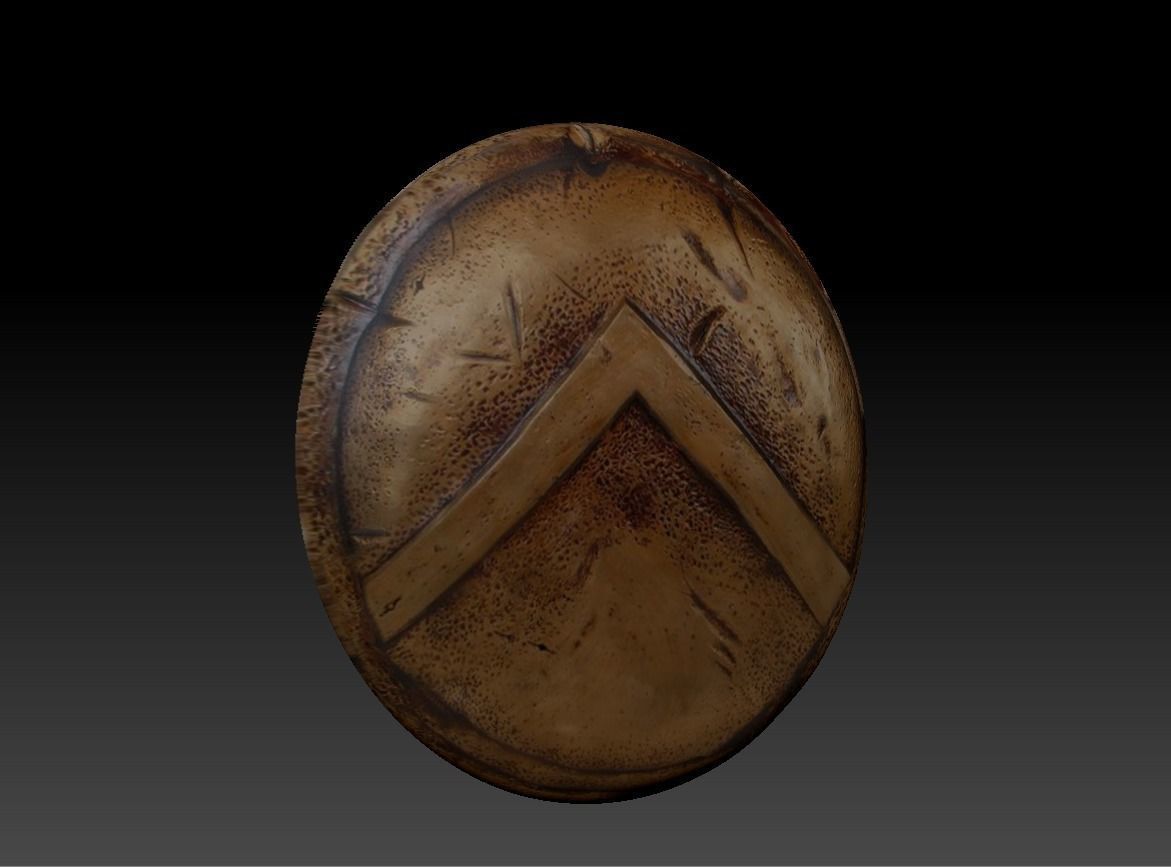 Spartan shield Low-poly 3D model_0