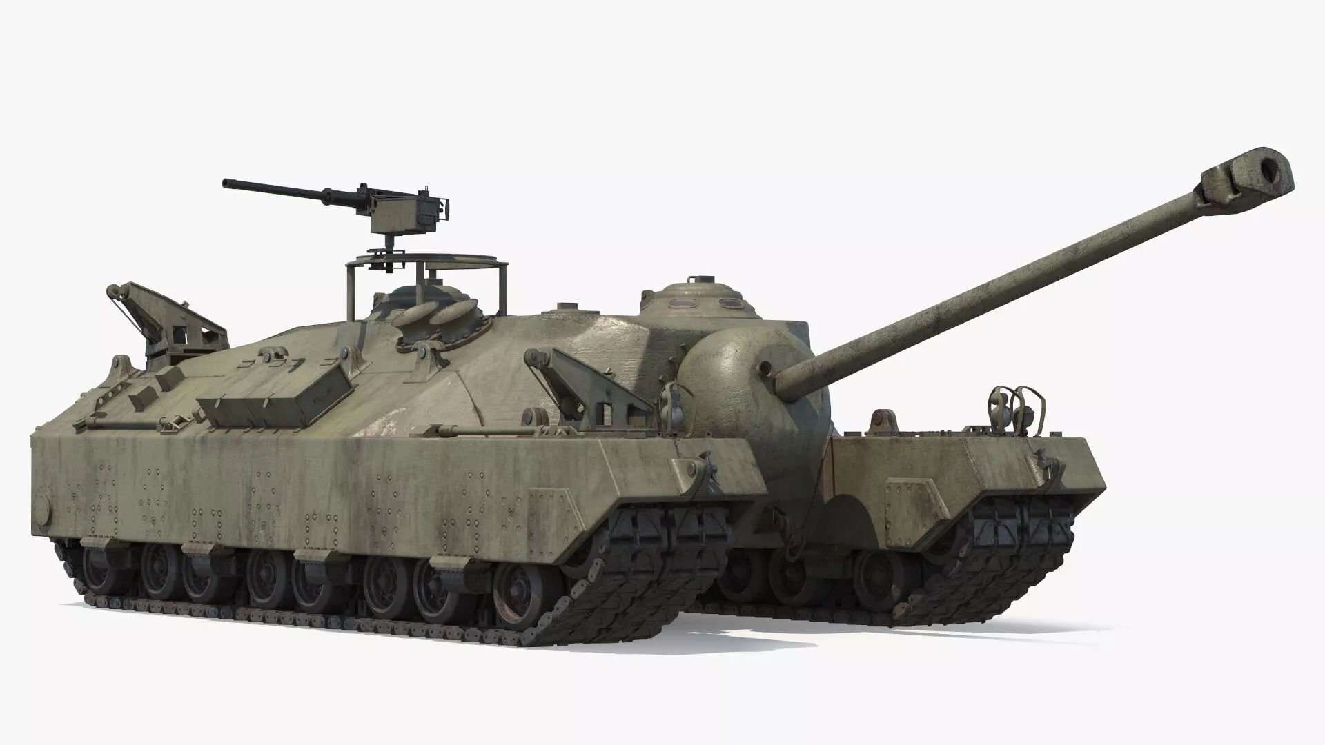 T28 WWII Tracked Tank Used Green Rigged 3D model