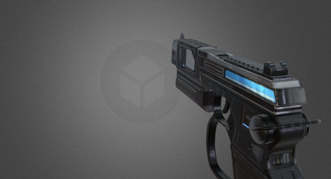 Futuristic Pistol Low-poly 3D model