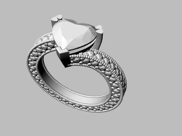 Heart Shaped gemstone with Twisted Ring band 3D print model_0