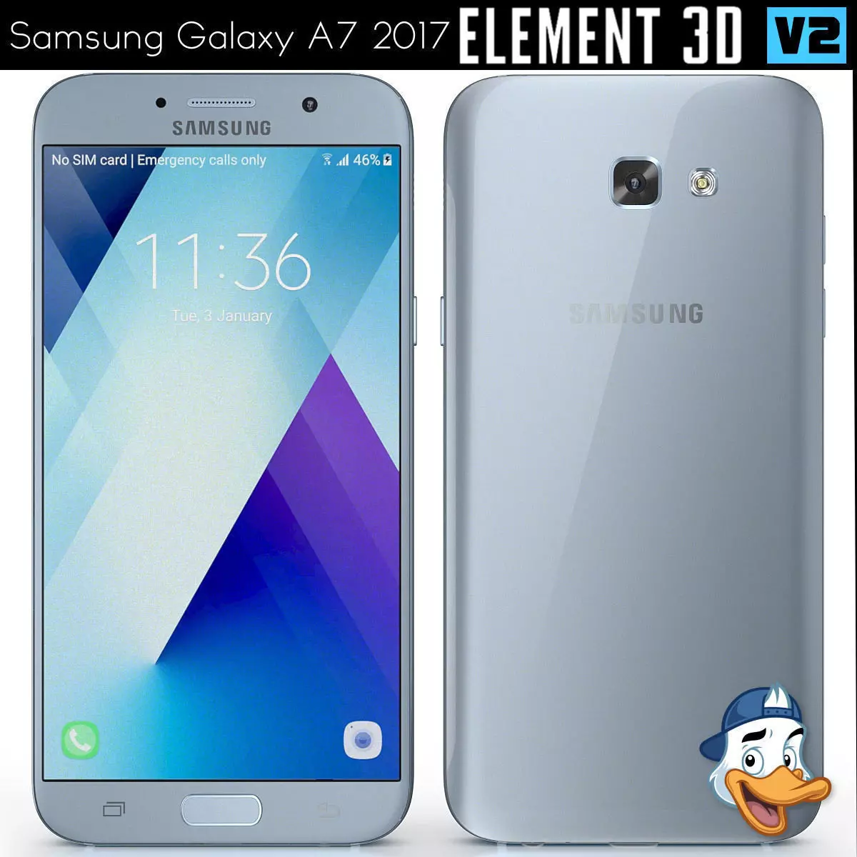 Samsung Galaxy A7 2017 for Element 3D 3D model_0
