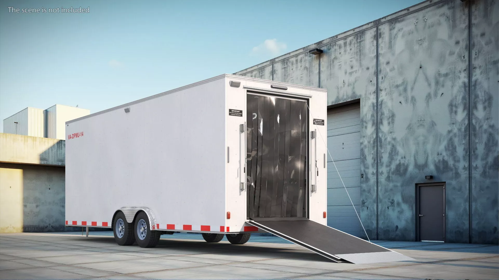 Kubota Diesel Generator Morgue Trailer with Interior Rigged 3D model