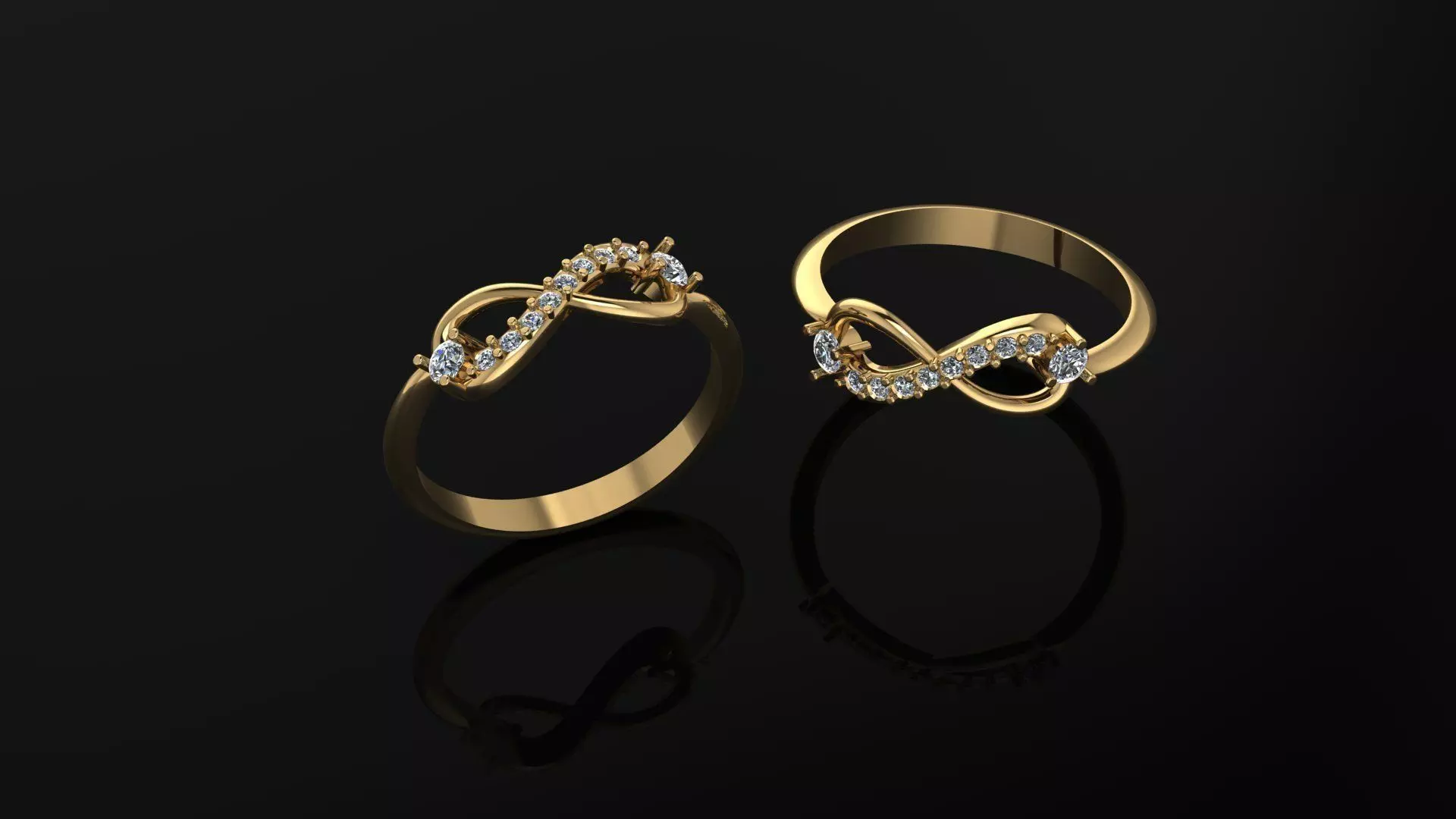 Ring infinity with diamonds 3D print model