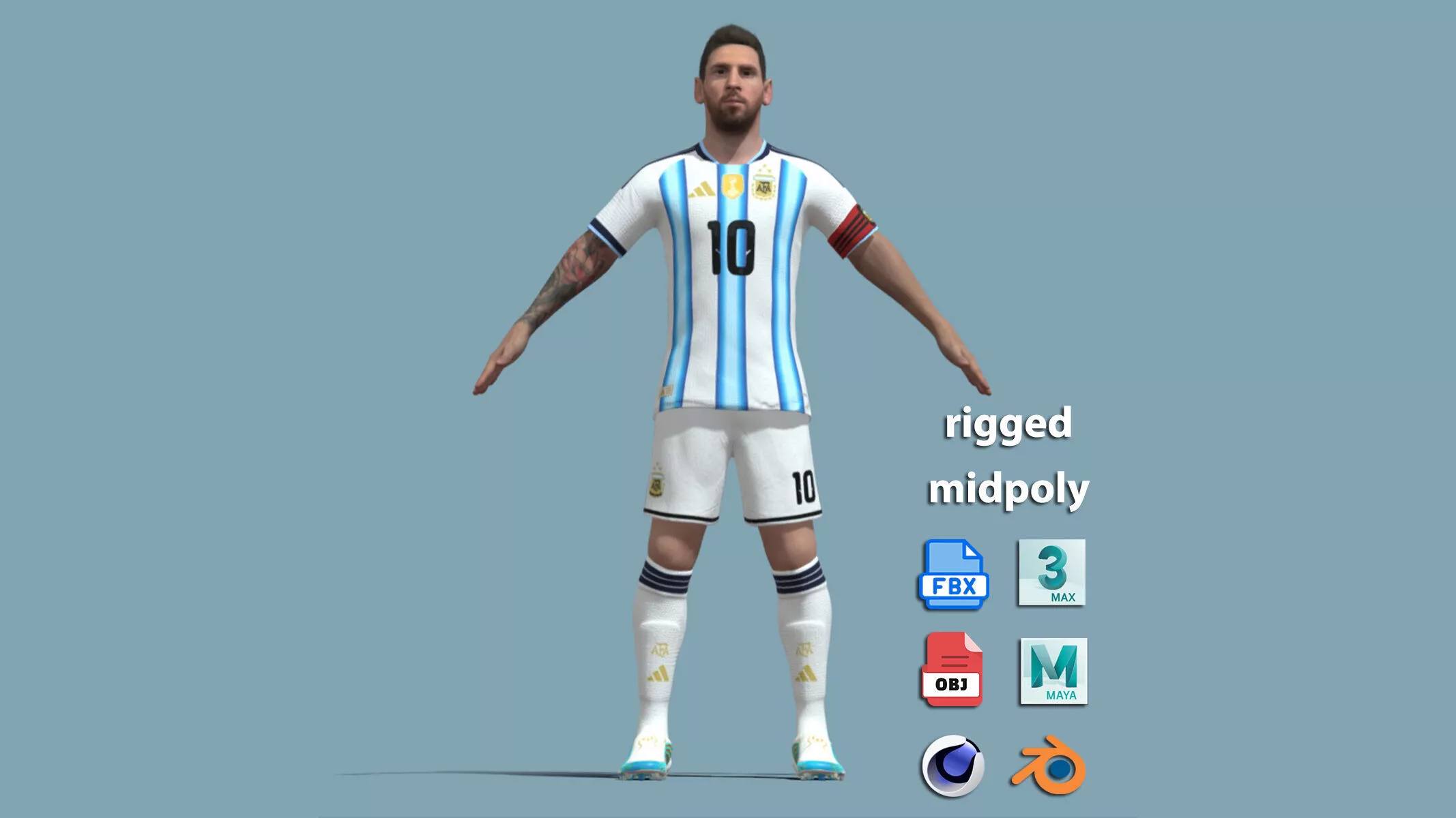 A-Pose Rigged Messi Worldcup 2026 3D model