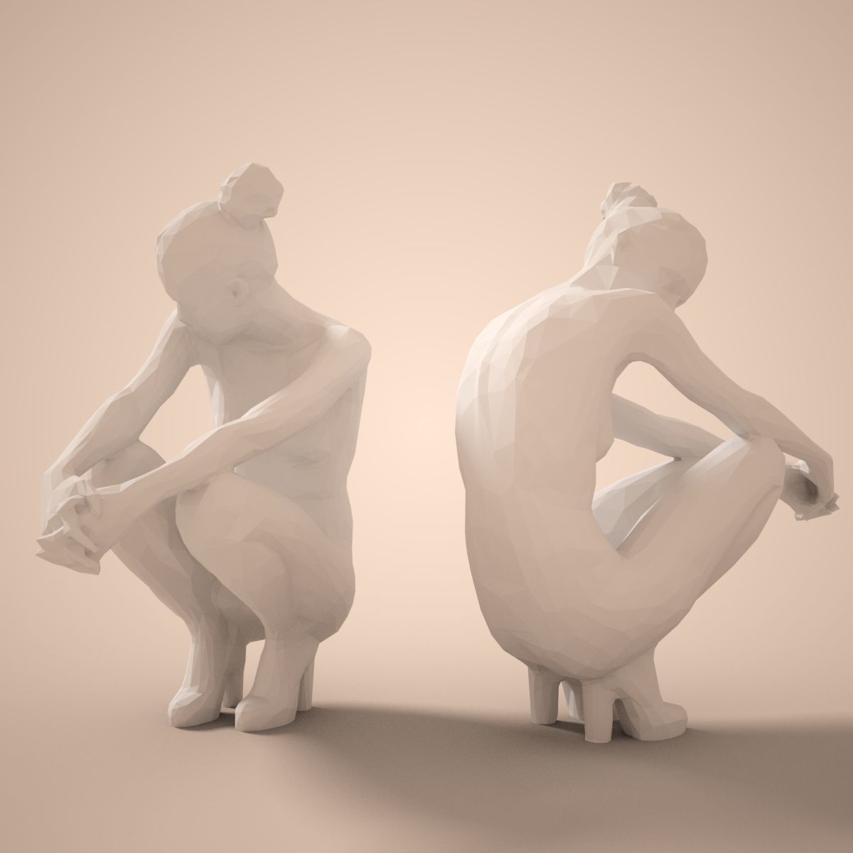 Fashion Girl Sitting Down Posing 3D print model_3