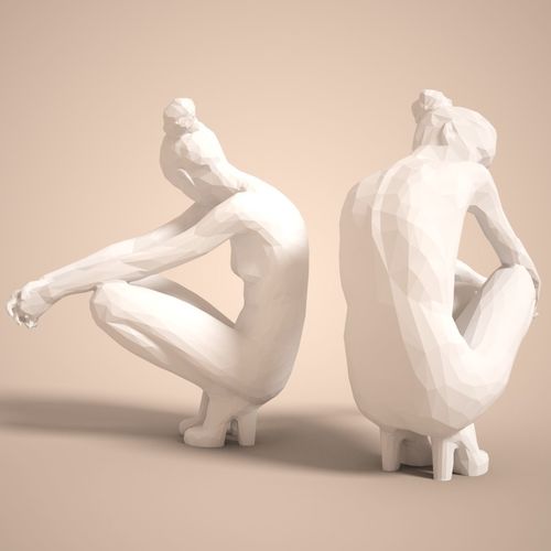 Fashion Girl Sitting Down Posing 3D print model