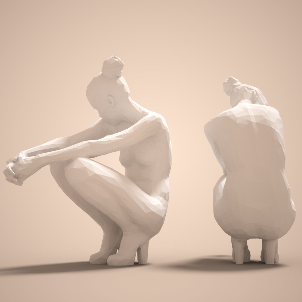 Fashion Girl Sitting Down Posing 3D print model_4