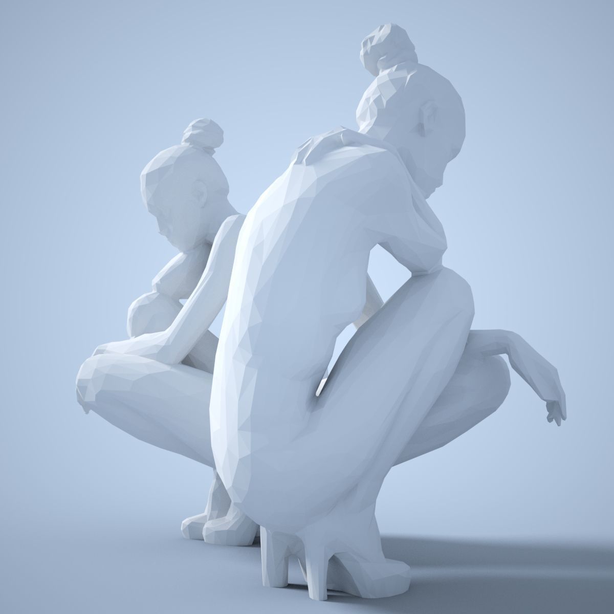 Fashion Girl Sitting Down Posing 3D print model_2
