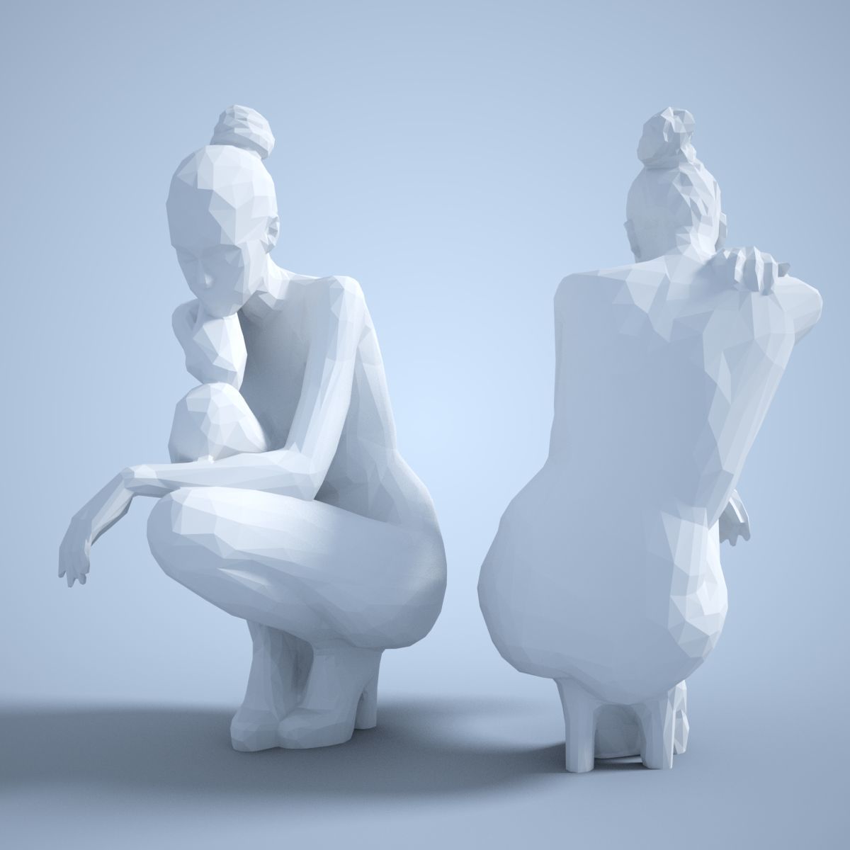 Fashion Girl Sitting Down Posing 3D print model_1