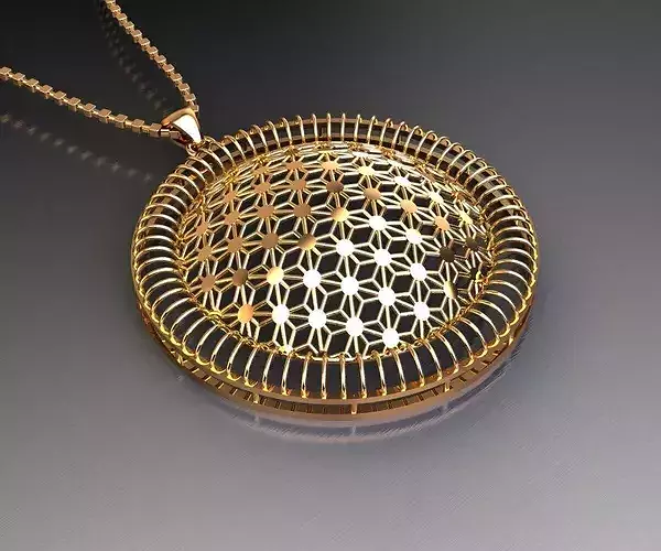 P021 geometric-hexagonal-dome-medallion Pendant 3gm